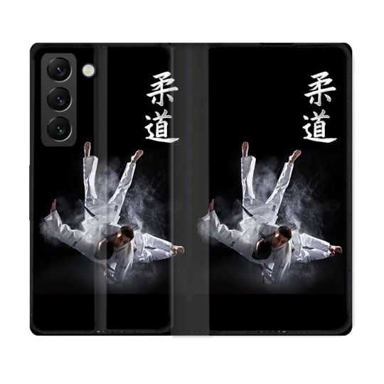 Housse Cuir Portefeuille Pour Samsung Galaxy S21 FE Sport Judo Noir