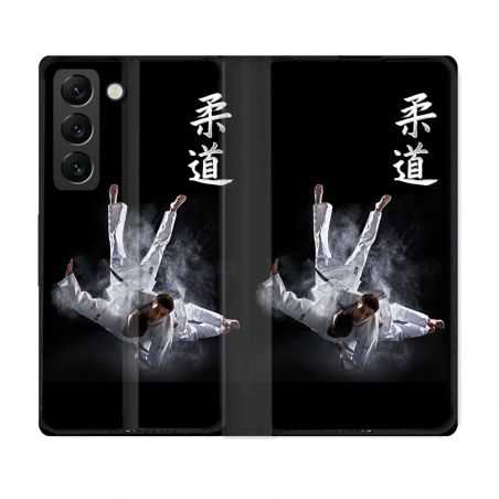 Housse Cuir Portefeuille Pour Samsung Galaxy S21 FE Sport Judo Noir