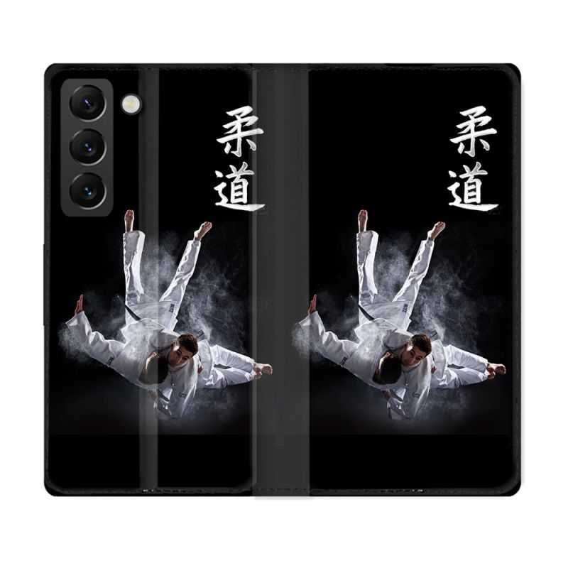 Housse Cuir Portefeuille Pour Samsung Galaxy S21 FE Sport Judo Noir