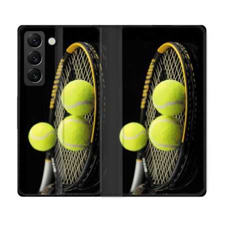 Housse Cuir Portefeuille Pour Samsung Galaxy S21 FE Sport Tennis Balls