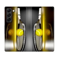 Housse Cuir Portefeuille Pour Samsung Galaxy S21 FE Sport Tennis Reflet