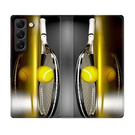 Housse Cuir Portefeuille Pour Samsung Galaxy S21 FE Sport Tennis Reflet