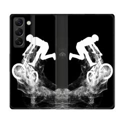 Housse Cuir Portefeuille Pour Samsung Galaxy S21 FE Sport VTT Noir