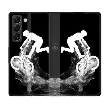 Housse Cuir Portefeuille Pour Samsung Galaxy S21 FE Sport VTT Noir