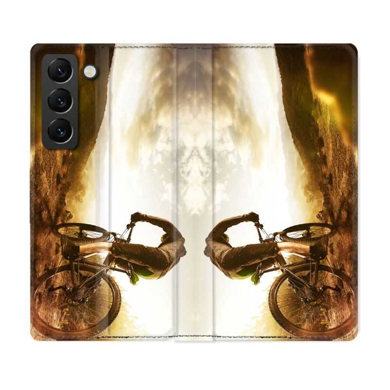 Housse Cuir Portefeuille Pour Samsung Galaxy S21 FE Sport VTT Soleil