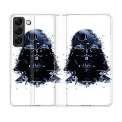 Housse Cuir Portefeuille Pour Samsung Galaxy S21 FE Star Wars - Dark Vador Blanc