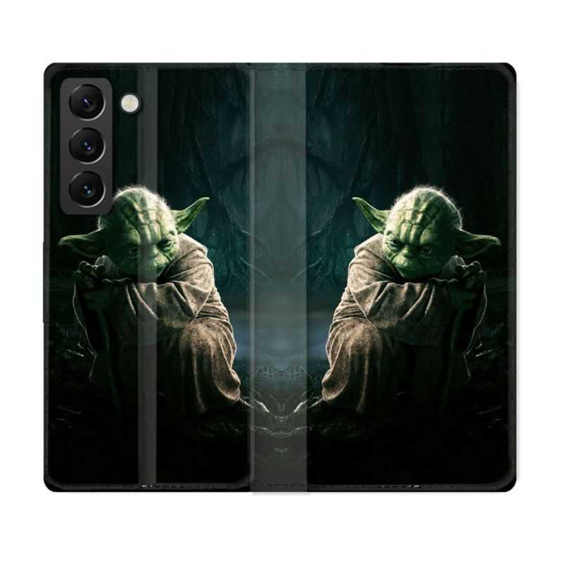 Housse Cuir Portefeuille Pour Samsung Galaxy S21 FE Star Wars - Yoda sombre