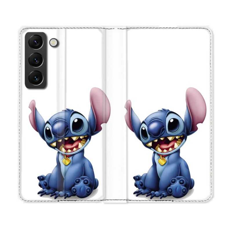 Housse Cuir Portefeuille Pour Samsung Galaxy S21 FE Stitch Blanc