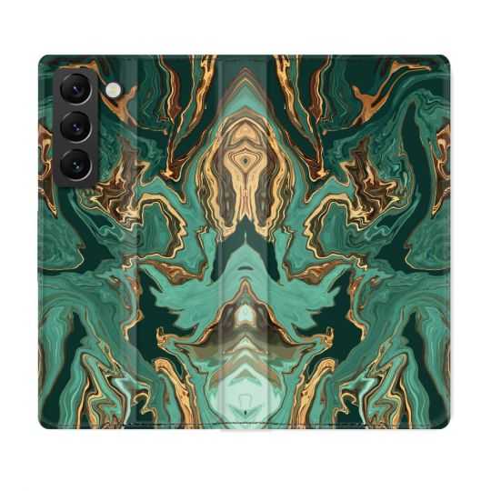 Housse Cuir Portefeuille Pour Samsung Galaxy S21 FE Texture Marbre Vert