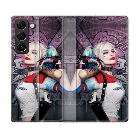 Housse Cuir Portefeuille Pour Samsung Galaxy S21 FE Harley Quinn Batte