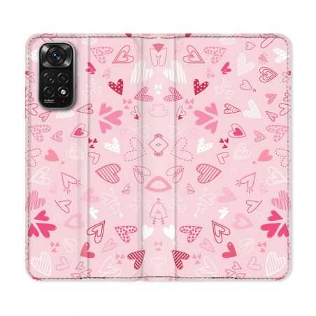 Housse Cuir Portefeuille Pour Xiaomi Redmi Note 11 / 11S Amour Ptis Coeurs