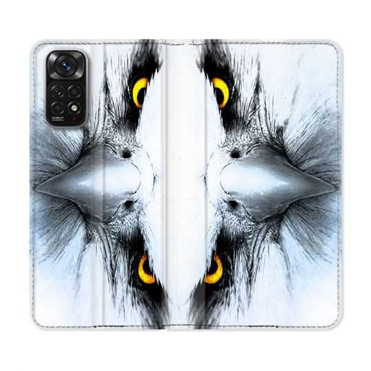 Housse Cuir Portefeuille Pour Xiaomi Redmi Note 11 / 11S Animal Aigle Royal Blanc