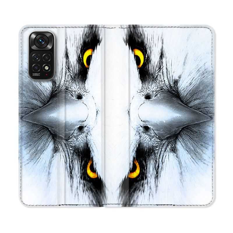 Housse Cuir Portefeuille Pour Xiaomi Redmi Note 11 / 11S Animal Aigle Royal Blanc