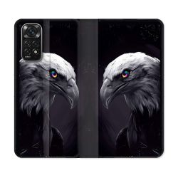 Housse Cuir Portefeuille Pour Xiaomi Redmi Note 11 / 11S Animal Aigle Royal Noir