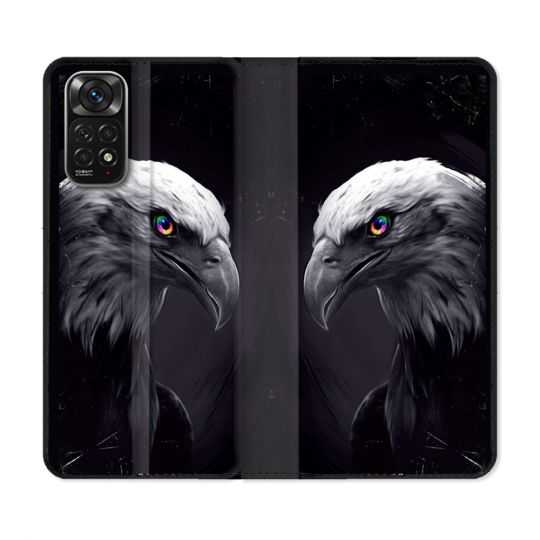 Housse Cuir Portefeuille Pour Xiaomi Redmi Note 11 / 11S Animal Aigle Royal Noir
