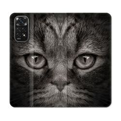 Housse Cuir Portefeuille Pour Xiaomi Redmi Note 11 / 11S Animal Chat Gris