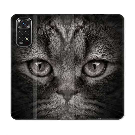 Housse Cuir Portefeuille Pour Xiaomi Redmi Note 11 / 11S Animal Chat Gris
