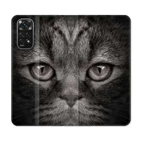 Housse Cuir Portefeuille Pour Xiaomi Redmi Note 11 / 11S Animal Chat Gris