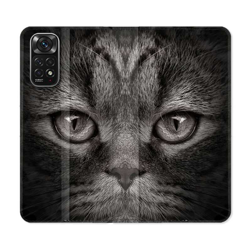 Housse Cuir Portefeuille Pour Xiaomi Redmi Note 11 / 11S Animal Chat Gris
