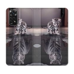 Housse Cuir Portefeuille Pour Xiaomi Redmi Note 11 / 11S Animal Chat Reflet