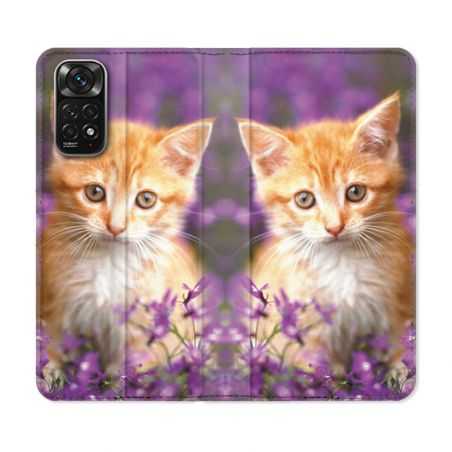 Housse Cuir Portefeuille Pour Xiaomi Redmi Note 11 / 11S Animal Chat Violet