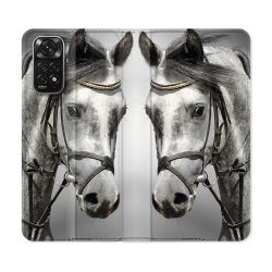 Housse Cuir Portefeuille Pour Xiaomi Redmi Note 11 / 11S Animal Cheval Blanc