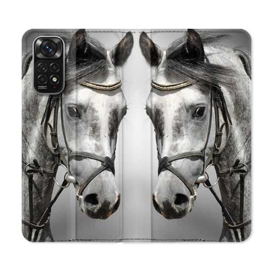 Housse Cuir Portefeuille Pour Xiaomi Redmi Note 11 / 11S Animal Cheval Blanc