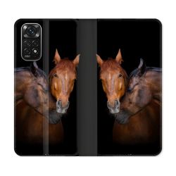 Housse Cuir Portefeuille Pour Xiaomi Redmi Note 11 / 11S Animal Cheval Marron