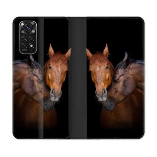 Housse Cuir Portefeuille Pour Xiaomi Redmi Note 11 / 11S Animal Cheval Marron
