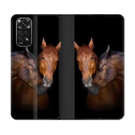 Housse Cuir Portefeuille Pour Xiaomi Redmi Note 11 / 11S Animal Cheval Marron