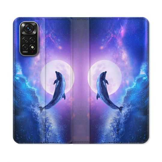 Housse Cuir Portefeuille Pour Xiaomi Redmi Note 11 / 11S Animal Dauphin Vague