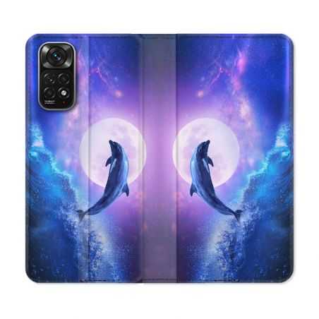 Housse Cuir Portefeuille Pour Xiaomi Redmi Note 11 / 11S Animal Dauphin Vague