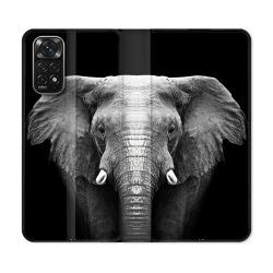 Housse Cuir Portefeuille Pour Xiaomi Redmi Note 11 / 11S Animal Elephant Noir