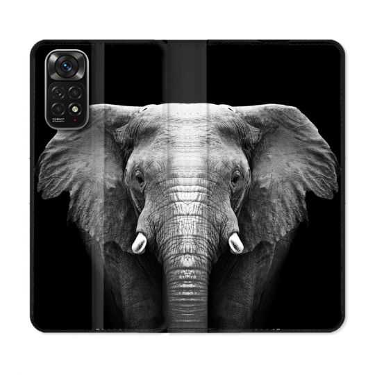 Housse Cuir Portefeuille Pour Xiaomi Redmi Note 11 / 11S Animal Elephant Noir