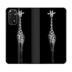 Housse Cuir Portefeuille Pour Xiaomi Redmi Note 11 / 11S Animal Girafe Noire