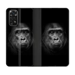 Housse Cuir Portefeuille Pour Xiaomi Redmi Note 11 / 11S Animal Gorille Noir