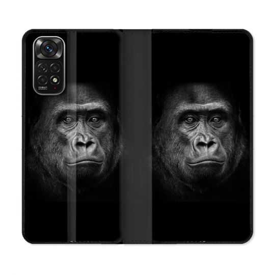Housse Cuir Portefeuille Pour Xiaomi Redmi Note 11 / 11S Animal Gorille Noir