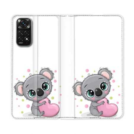 Housse Cuir Portefeuille Pour Xiaomi Redmi Note 11 / 11S Animal Koala Cœur
