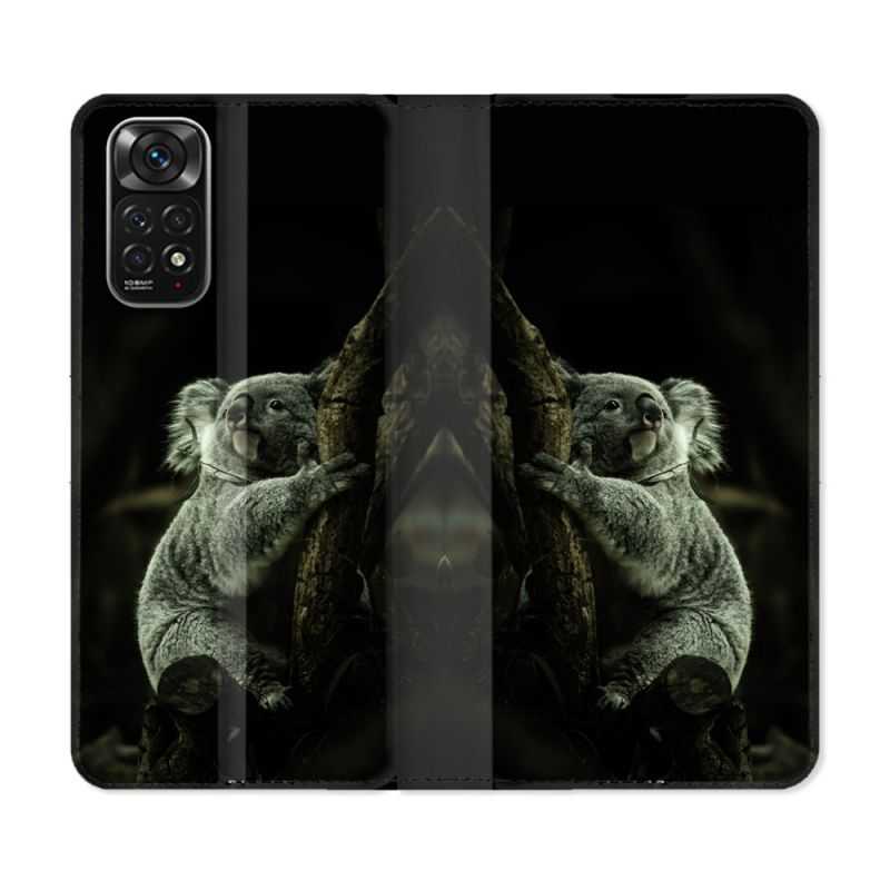 Housse Cuir Portefeuille Pour Xiaomi Redmi Note 11 / 11S Animal Koala Noir