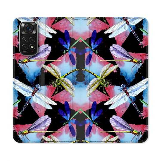 Housse Cuir Portefeuille Pour Xiaomi Redmi Note 11 / 11S Animal Libellule