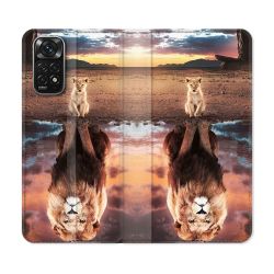 Housse Cuir Portefeuille Pour Xiaomi Redmi Note 11 / 11S Animal Lion Reflet