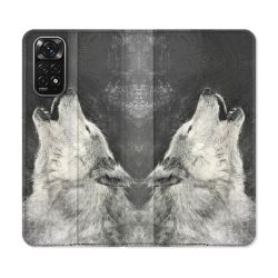 Housse Cuir Portefeuille Pour Xiaomi Redmi Note 11 / 11S Animal Loup Hurlement