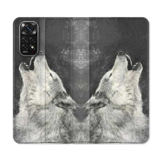Housse Cuir Portefeuille Pour Xiaomi Redmi Note 11 / 11S Animal Loup Hurlement