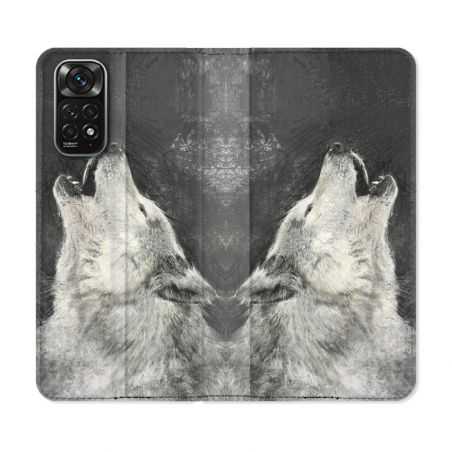 Housse Cuir Portefeuille Pour Xiaomi Redmi Note 11 / 11S Animal Loup Hurlement