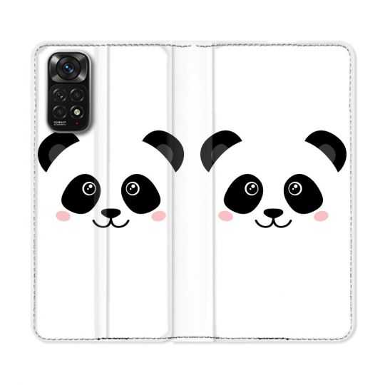 Housse Cuir Portefeuille Pour Xiaomi Redmi Note 11 / 11S Animal Panda Blanc
