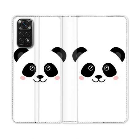 Housse Cuir Portefeuille Pour Xiaomi Redmi Note 11 / 11S Animal Panda Blanc