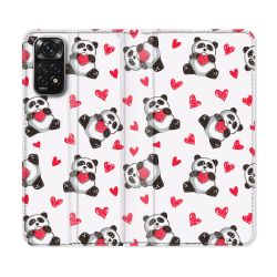 Housse Cuir Portefeuille Pour Xiaomi Redmi Note 11 / 11S Animal Panda Cœur