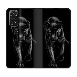 Housse Cuir Portefeuille Pour Xiaomi Redmi Note 11 / 11S Animal Panthère Noire
