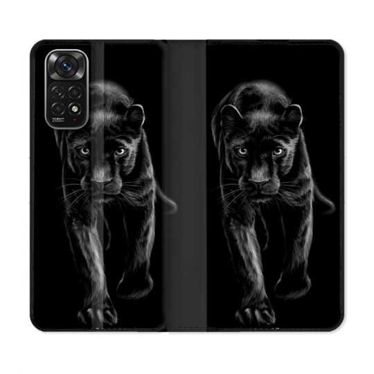 Housse Cuir Portefeuille Pour Xiaomi Redmi Note 11 / 11S Animal Panthère Noire