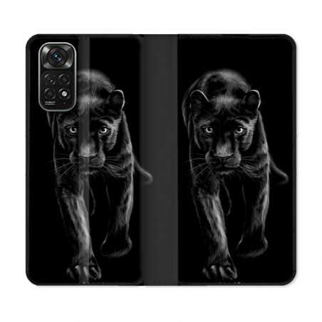 Housse Cuir Portefeuille Pour Xiaomi Redmi Note 11 / 11S Animal Panthère Noire